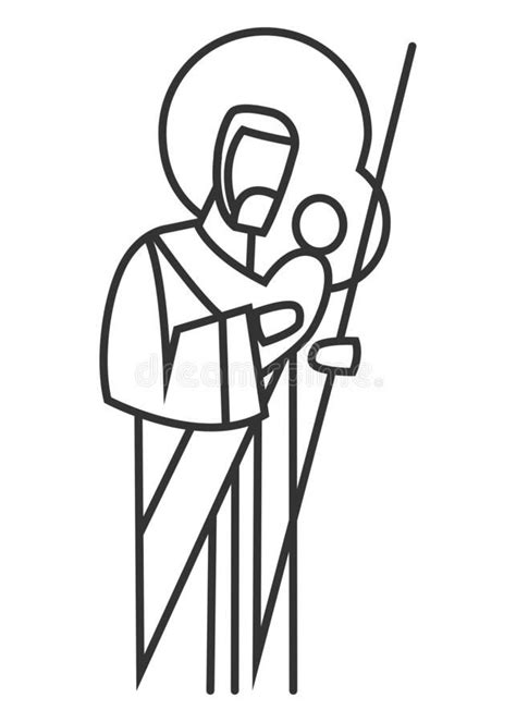 Saint Joseph Digital Minimal Illustration Stock Vector Illustration