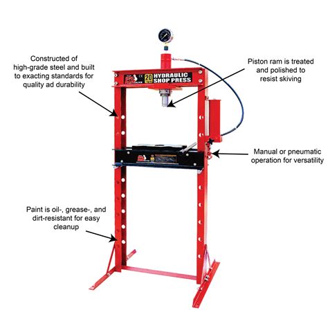 Bigred 20 Ton Hydraulic Shop Press With Gauge Manual Press