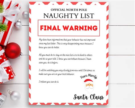 Santa Warning Letters Bad Behavior Warning Naughty List Etsy