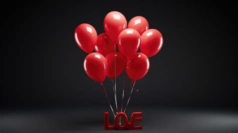 Premium Photo | A 3D teddy bear with balloons that spell out love