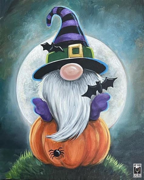 Blue Moon Halloween Gnome Canvas Art At The Bodega