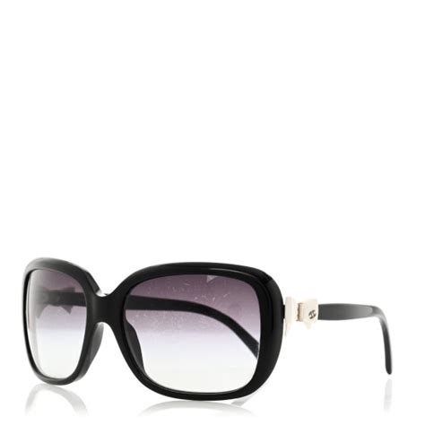 CHANEL CC Bow Sunglasses 5171 Black White 1198501 FASHIONPHILE