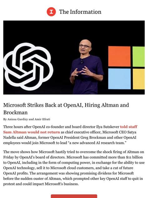 The Information Breaking Microsoft Strikes Back At Openai Hiring