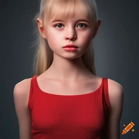 Portrait Of A Blonde Girl In Red Outfit On Craiyon