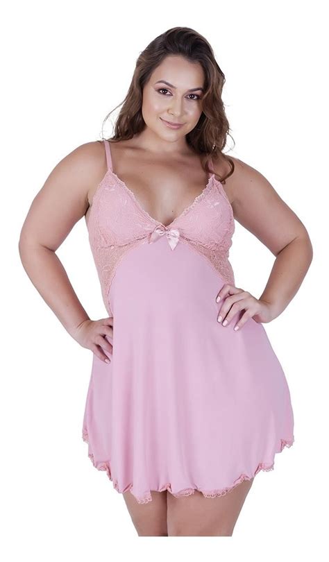 Kit Camisola Sexy Renda Liganete Lingerie W P Plus Size Parcelamento Sem Juros
