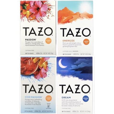 Tazo Herbal Tea Passion Energize Baked Cinnamon Apple Calm Chamomile Iced Passion Dream