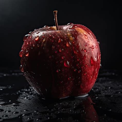 Premium Ai Image A Red Apple With Water Droplets On It