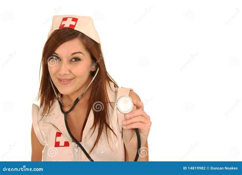 Beautiful Brunette Nurse Stock Photo Image Of Isolated