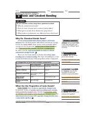 01c Ionic And Covalent Bonding Pdf Name CHAPTER 6 Class Date The