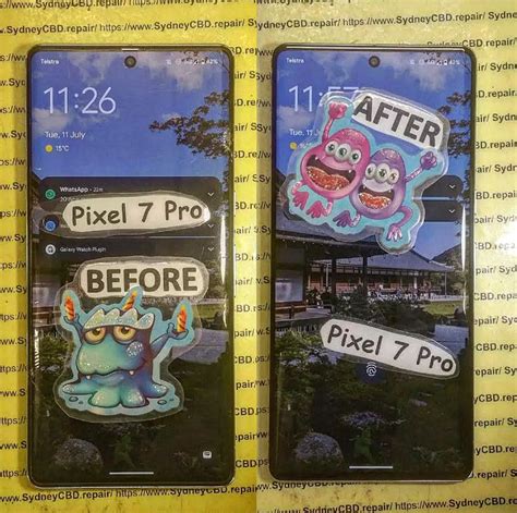 Pixel Pro Screen Replacement Before After Sydney Cbd Repair Centre