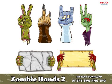 Halloween Cartoon Zombie Hands 2 Graphic by HitToon · Creative Fabrica