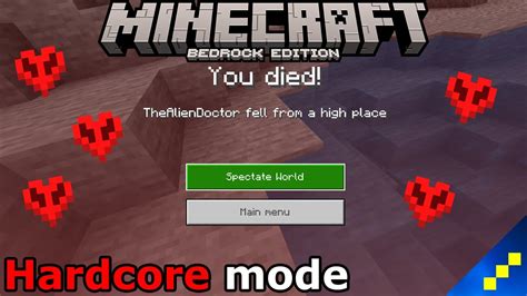 Hardcore Mode For Minecraft Bedrock Minecraft Bedrock Addon Youtube