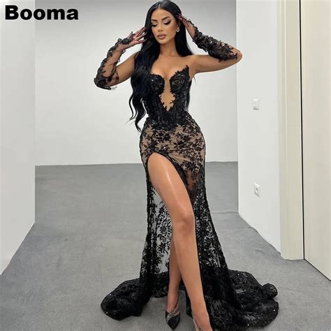 Booma Women S Black Sexy Mermaid Evening Dresses Sleeveless Lace Prom