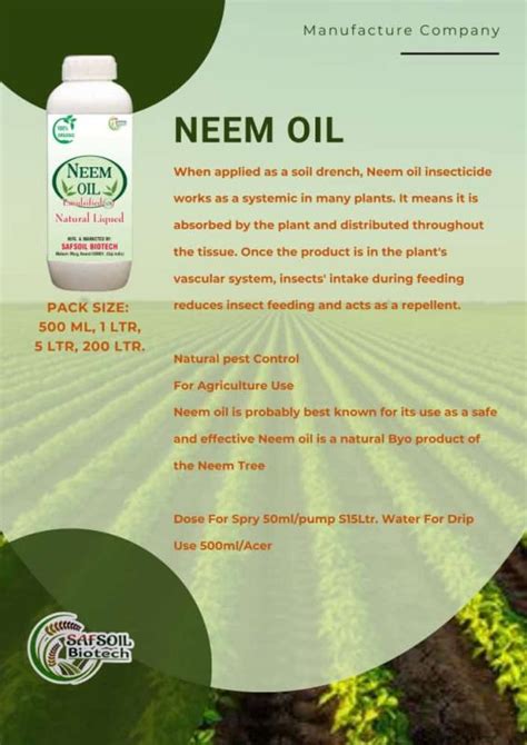 Neem Oil Organic Liquid Fertilizer For Agriculture Purity At