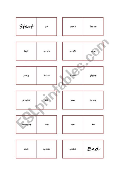 Past Simple Domino ESL Worksheet By Whitepurple