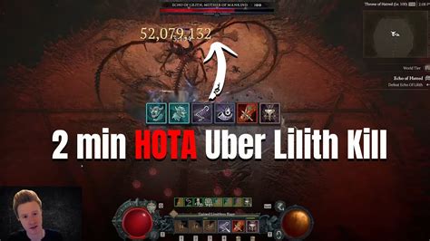 New Hota Barb Min Uber Lilith Kill Crazy Full Dps Build Youtube