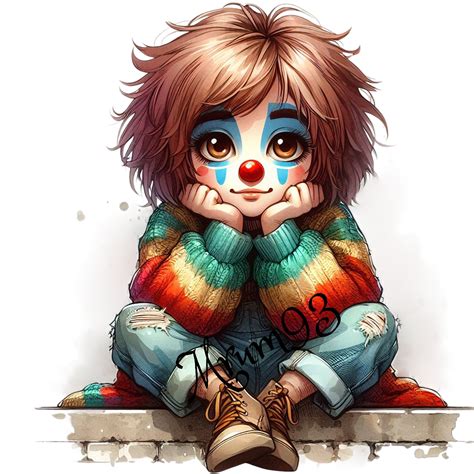 Cute Clown Clipart , Adorable Cute Clown Clipart Instant Download High ...