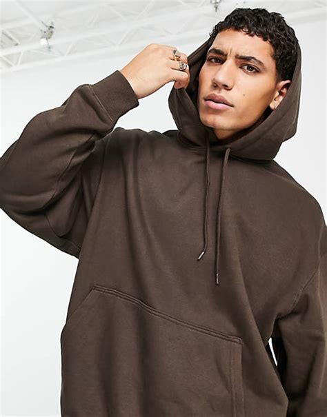 Weekday Oversized Hoodie In Brown Asos