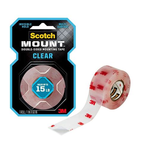 Scotch 1 In X 1 60 Yds Permanent Double Sided Clear Mounting Tape