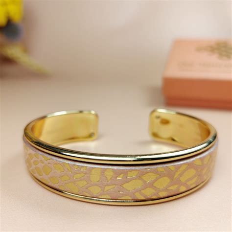 Bracelet jonc doré mm cuir nude Les Heures du Cuir