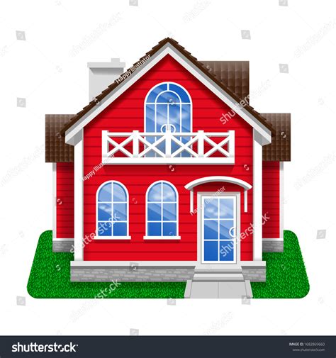 Red House Icon Cartoon Vector Detailed Stock Vector (Royalty Free ...