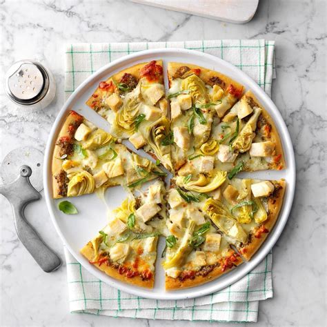 Artichoke Chicken Pesto Pizza Recipe Taste Of Home