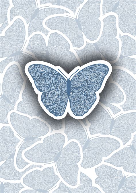 Autocollant Papillon Bleu Matt Vinyle Stickers Imperm Ables Etsy