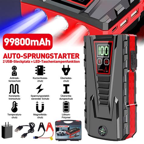 99800mAh Auto KFZ Starthilfe Jump Starter 5000A Booster Powerbank