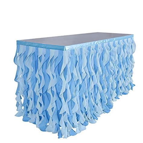 Leegleri Blue Curly Willow Tulle Tutu Table Skirt For For Rectangle