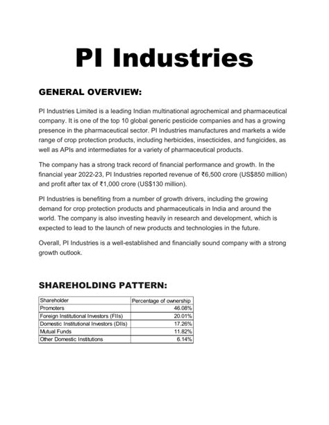 Pi Industries Research