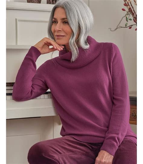 Alyssum Pink Cashmere And Merino Long Sleeve Cowl Neck Jumper