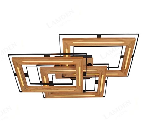 X Mm Fsc Pine Wood Triple Frame Indoor Led Ceiling Light