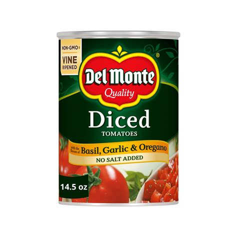 Del Monte No Salt Added Diced Tomatoes With Basil Garlic And Oregano