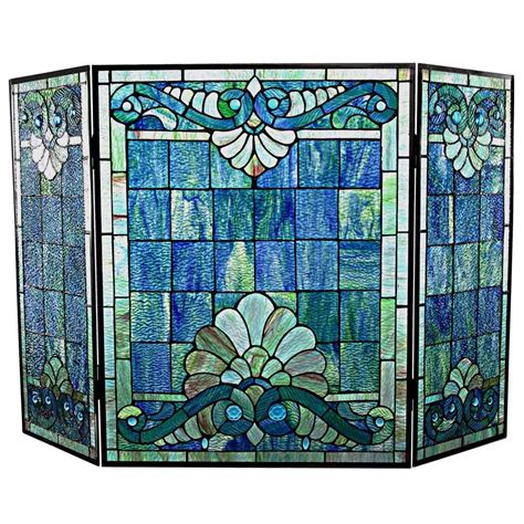 Tiffany Style Stained Glass Fireplace Screen Home Furniture Decor Accents Cracker