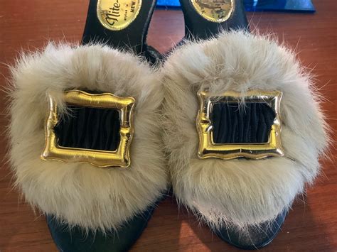 Fur Trimmed Mule Slippers Nite Aires Etsy