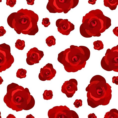 Vector Seamless Floral Pattern With Red Roses On White Background