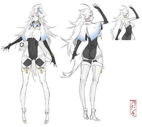 The Concept Art For An Animated Female Character With Long White Hair