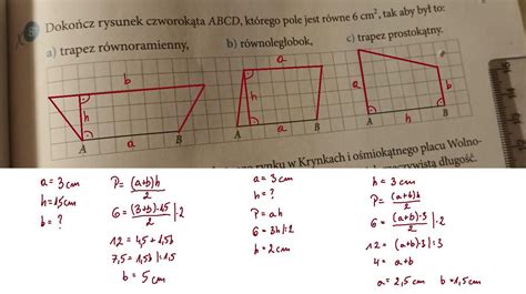 Doko Cz Rysunek Czworok Ta Abcd Kt Rego Pole Jest R Wne Cm Tak Aby