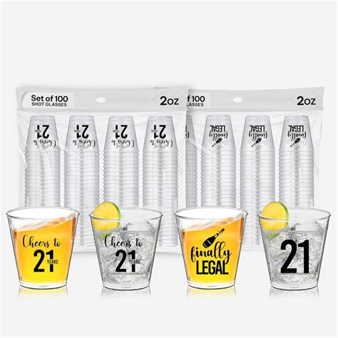 Cheers To 21 Years And Finally Legal 21st Birthday Shot Glasses Disposable 2oz 200