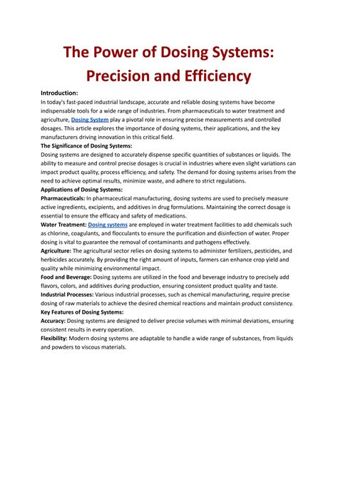 PPT The Power Of Dosing Systems Precision And Efficiency PowerPoint