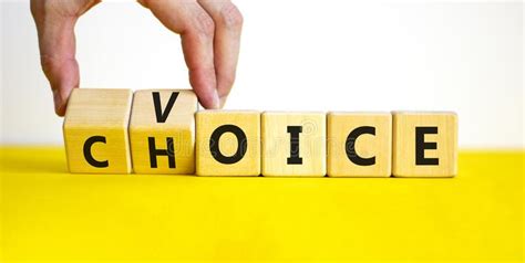 Voice And Choice Symbol Businessman Turns Wooden Cubes And Changes The