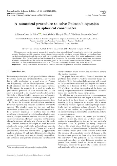 (PDF) A numerical procedure to solve Poisson’s equation in spherical ...