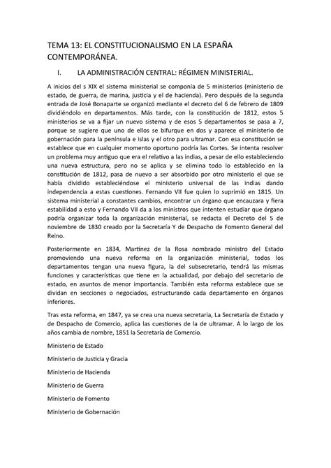 TEMA 13 tema 13 TEMA 13 EL CONSTITUCIONALISMO EN LA ESPAÑA