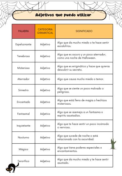 Profes Papel Tijera Adjetivos Sustantivos Y Verbos De Halloween