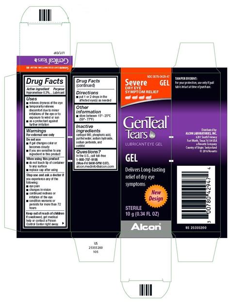 Genteal Severe Gel Novartis Pharmaceuticals Corporation