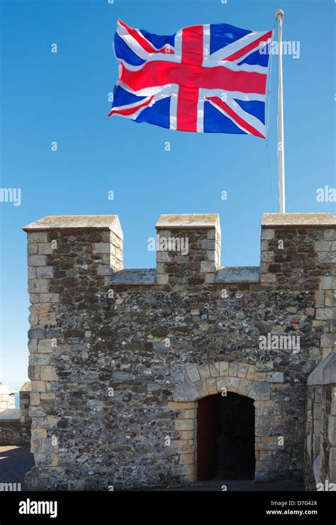 Union Jack flag on castle Stock Photo - Alamy