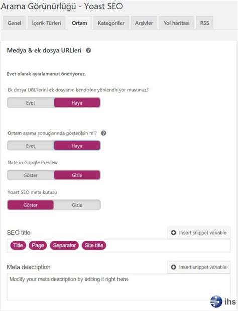 Wordpress Yoast SEO Ayarları ve Kurulum Rehberi IHS Blog