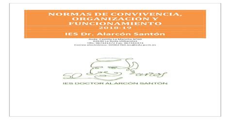 Normas De Convivencia OrganizaciÓn Y Ies Dralarconsantoncentroscastillalamanchaessites