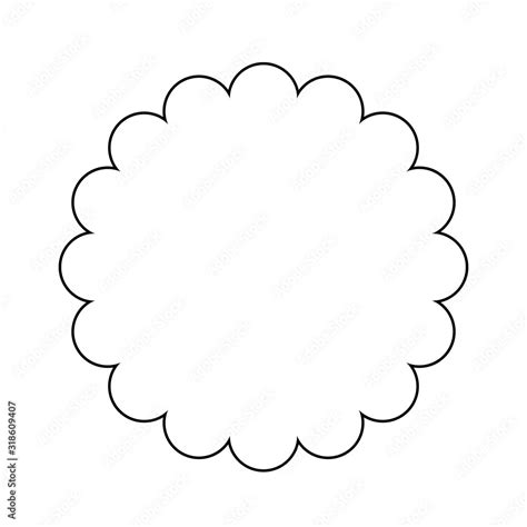 Scalloped circle outline shape. Clipart image isolated on white ...