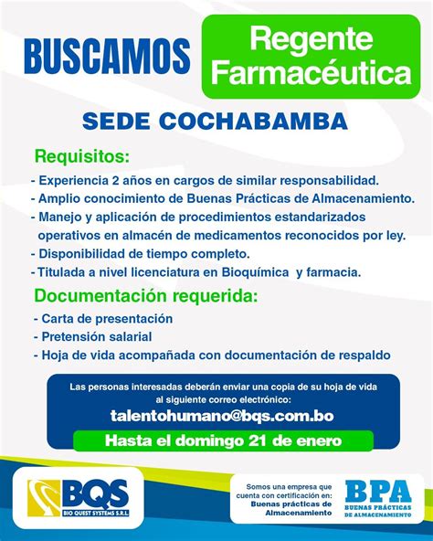 REGENTE FARMACEUTICA Trabajando Bolivia